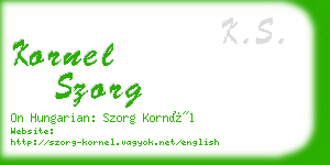 kornel szorg business card